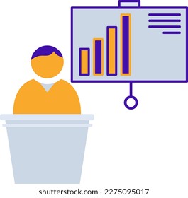 Business training business people icon with orange purple outline style. training, business, symbol, people, person, seminar, conference. Vector Illustration