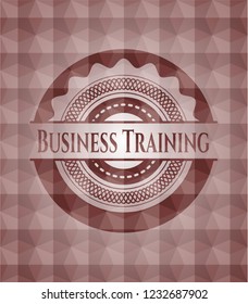 Business Training red seamless emblem with geometric background.