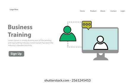 Business Training Session. Web Landing Page Design vector illustration background