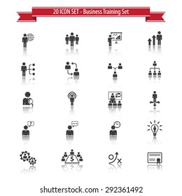 Business training set with reflection - 20 Icon Set