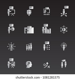 business training vector icon set