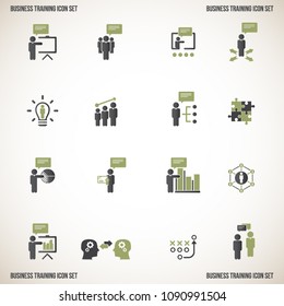 Business training. Vector training icon set.