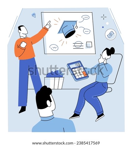 Business training vector illustration. Briefings provide concise updates on market trends, competition, and other relevant business information Consultations with financial advisors offer personalized