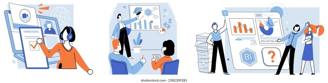 Business training vector illustration. Motivation drives individuals to set goals, overcome challenges, and achieve success in their business pursuits Seminars provide opportunities to learn