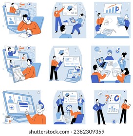 Ilustración vectorial de formación empresarial. La búsqueda de asesoramiento por parte de profesionales experimentados ayuda a los individuos a lidiar con desafíos empresariales complejos y tomar decisiones informadas Consulta con empresas