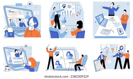 Business training vector illustration. Seminars provide opportunities to learn from industry experts and gain insights into emerging business trends Discussions foster critical thinking, encourage