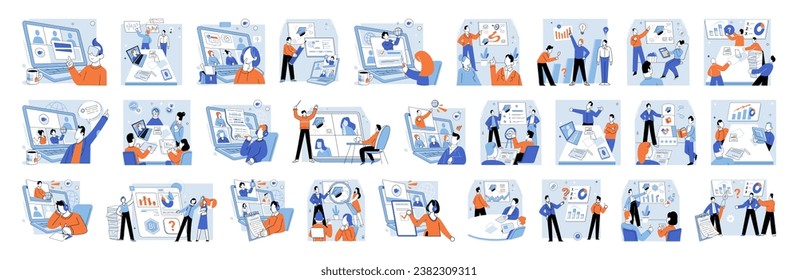 Business training vector illustration. Study groups offer collaborative learning environment where students can share ideas and enhance their understanding business concepts Meetings facilitate