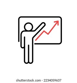 Icono de línea vectorial de entrenamiento de negocios