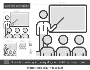 Business training vector line icon isolated on white background. Business training line icon for infographic, website or app. Scalable icon designed on a grid system.