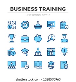 Business training vector line icons set. Thin line design. Outline graphic elements, simple stroke symbols. Business training icons