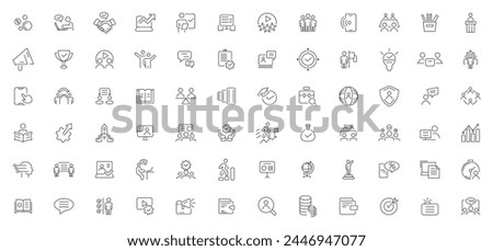 Business training and workshop icon collection. Training, coaching, mentoring, education, meeting, conference, teamwork, problem solving icon set. Business Workshop line icons set.