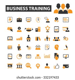 business trainings icon & sign concept vector set for infographics, website