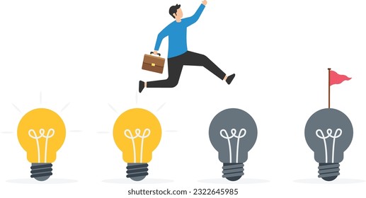 Business transformation, Change management or transition to better innovative companies, improvement and adaptation to new normal, Jump from old to new shiny creative idea

