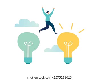 Business transformation, change management or transition to a more advanced innovative company, improvement and adaptation to a new normal concept, vector illustration