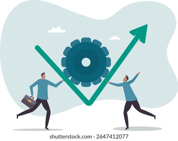 Transformação ou melhoria de negócios, fluxo de trabalho de execução para aumentar a produtividade e a eficiência, lucro de investimento .character para design.