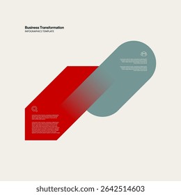 Business Transformation Infographic Template with Red and Blue Graphic Elements. Editable eps10 vector