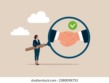 Business transparency. Agreement, merger and acquisition. Flat vector illustration.