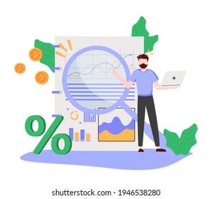 Business Transparency As Honest And Clean Company Sign Tiny Persons Concept. Data Information Sharing And Publication For Viewing Vector Illustration. Financial And Economical Stats Presentation Scene