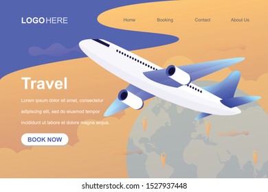 Business travel with airplane. world wide connection by transportation. communication concept vector illustration
