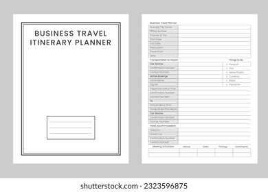 Business travel planner logbook or notebook kdp interior design