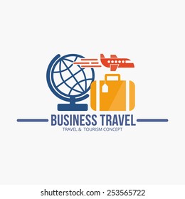 Business Travel and Tourism concept. Flat design. Vector Illustration. Logo