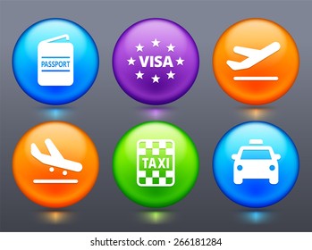 Business Travel and Tourism on Black Round Buttons