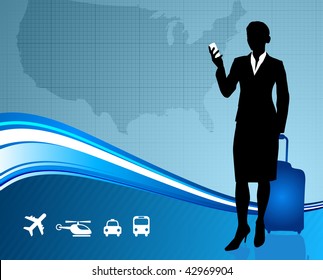 Business Traveler with United States map  Original Vector Illustration
