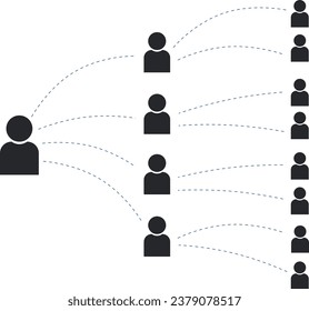 Business tree illustration. Explain multilevel marketing. Used to display the spread of levels, such as a spider's web