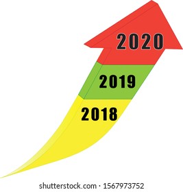 Business trend up graph arrow icon to year 2020. Concept business vector illustration
