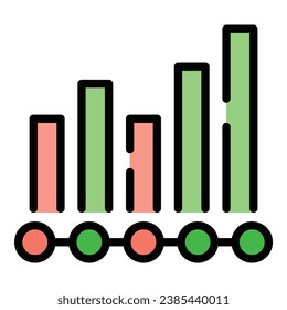 Business trend graph chart icon outline vector. Seo web. Information engine color flat