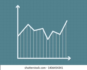 Business trend line using axis lines on dark blue background vector illustration