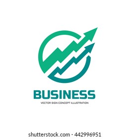 Business trend - vector logo concept illustration. Abstract arrows in circle. Finance growth graphic icon. Design element. 