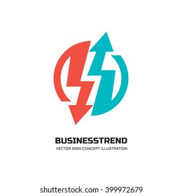 Business trend - vector logo template concept illustration for business company.  Abstract arrows signs in circle. Design element. 