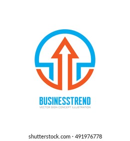 Business trend - vector logo template concept illustration. Development sign. Abstract arrow in circle shape. Design element.