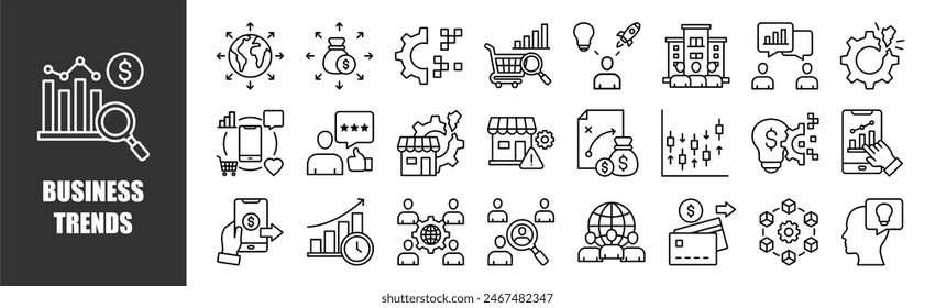 Geschäftstrends-Symbolsatz für Design-Elemente	