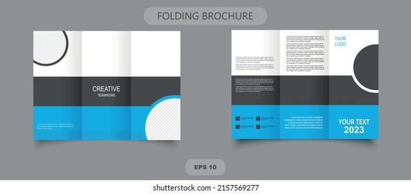 Business tri fold brochure design. Abstract and Creative design for professional corporate style. Vector graphics.