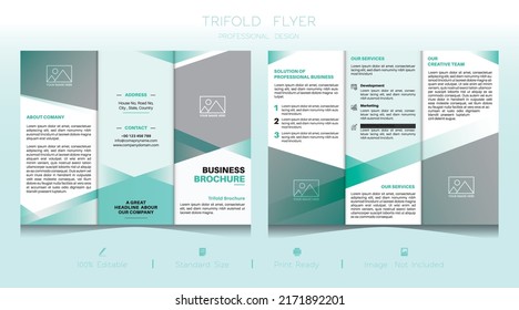 Business Tri fold brochure design Template, Corporate Tri fold brochure design, brochure flyer design, Vector a4, Green Color