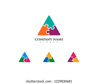 Business Triangle Puszzle Letter A Logo Template