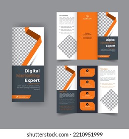 Business trifold brochure annual report cover, digital marketing tri fold corporate brochure cover or flyer design. Leaflet presentation. Catalog with Abstract geometric background. Modern template.