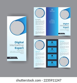 Business trifold brochure annual report cover, digital marketing tri fold corporate brochure cover or flyer design. Leaflet presentation. Catalog with Abstract geometric background. Modern template