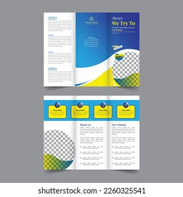 Business trifold brochure annual report cover, digital marketing tri fold corporate brochure cover or flyer design. Leaflet presentation. Catalog with Abstract geometric background. Modern template