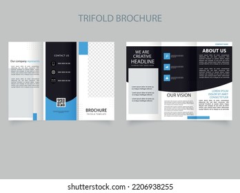 Business Trifold Brochure Black Blue Design Stock Vector (Royalty Free ...