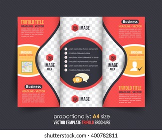 Business Tri-fold Brochure, Colorful Catalog Vector Design