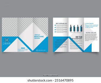 Business Trifold Broschüre Design Trifold Broschüre Corporate Unternehmensprofil Trifold Broschüre Vorlage. Dreifache geometrische Broschüre.