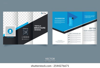 Diseño de folleto de tríptico de negocios Folleto de tríptico Plantilla de folleto de tríptico de perfil de empresa Corporativa. Gráficos de Vector