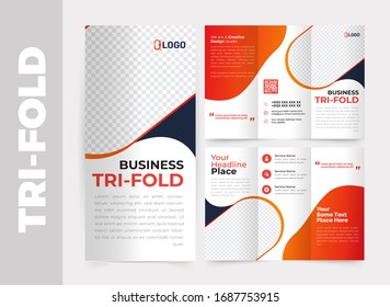 Business tri-fold brochure design template, Modern cover brochure flyer design template. Layout with modern photo and abstract background. Creative concept folded flyer or brochure.