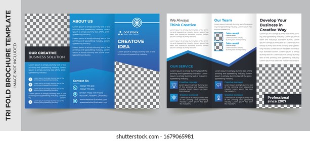 Business tri-fold brochure template design with a4 size layout with bleeds Free Vector