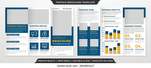 business trifold brochure template design with minimalist and modern layout style use for business portfolio and headline