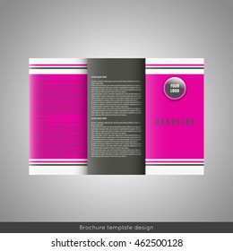 Business trifold brochure template design. Wavy lines background. Palce for photo. Stock vector.