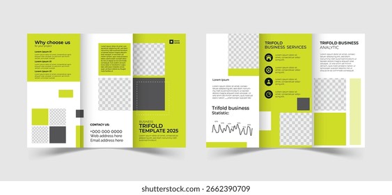 Projeto de modelo de brochura de três dobras de negócios, projeto plano de modelo plano de folheto de folheto de negócios de três dobras